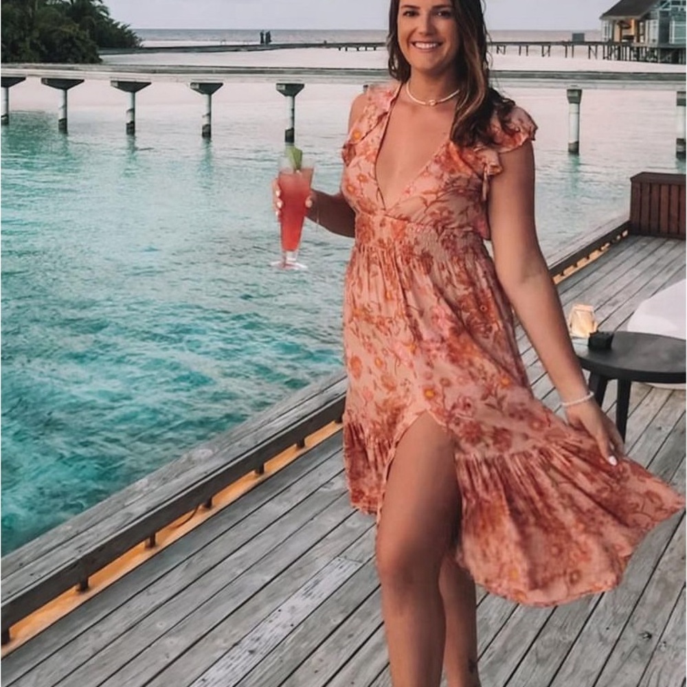 Sea Lustre orange backless sun dress- size s/m